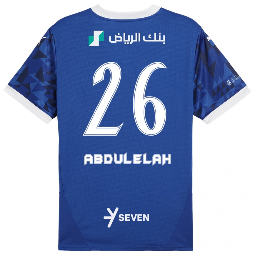 Kids Football Abdulelah Al-Malki #26 Dark Blue White Home Jersey 2024/25 T-Shirt