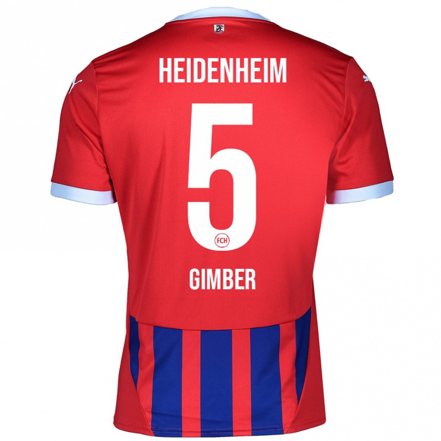 Kids Football Benedikt Gimber #5 Red Blue Home Jersey 2024/25 T-Shirt