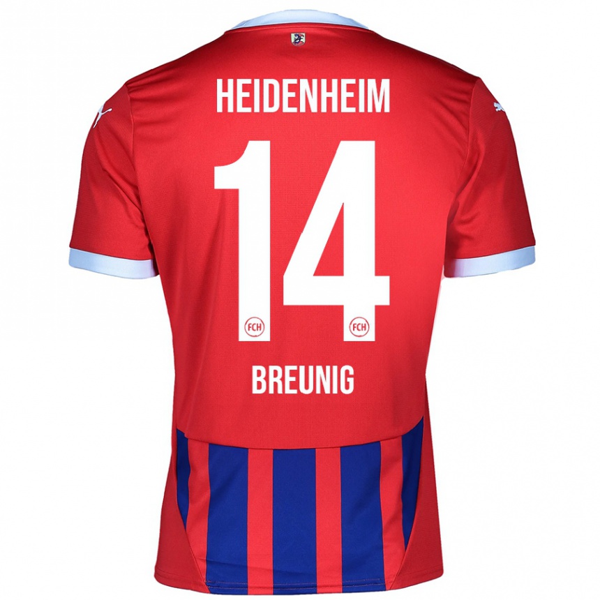 Kids Football Maximilian Breunig #14 Red Blue Home Jersey 2024/25 T-Shirt