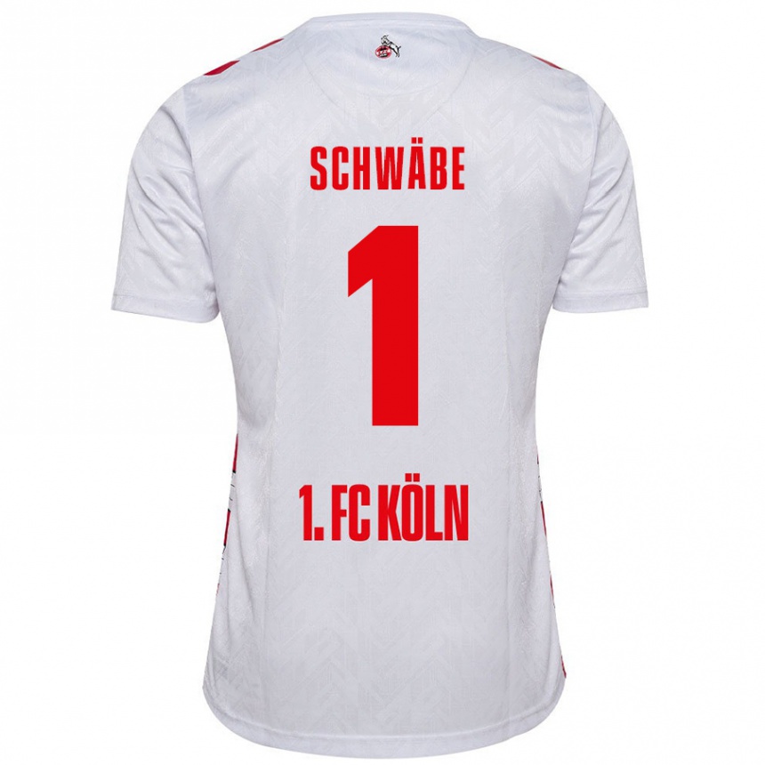 Kids Football Marvin Schwäbe #1 White Red Home Jersey 2024/25 T-Shirt