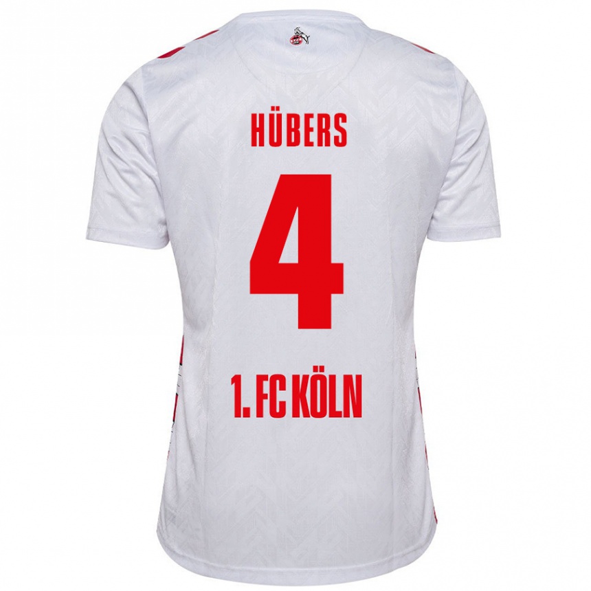 Kids Football Timo Hübers #4 White Red Home Jersey 2024/25 T-Shirt