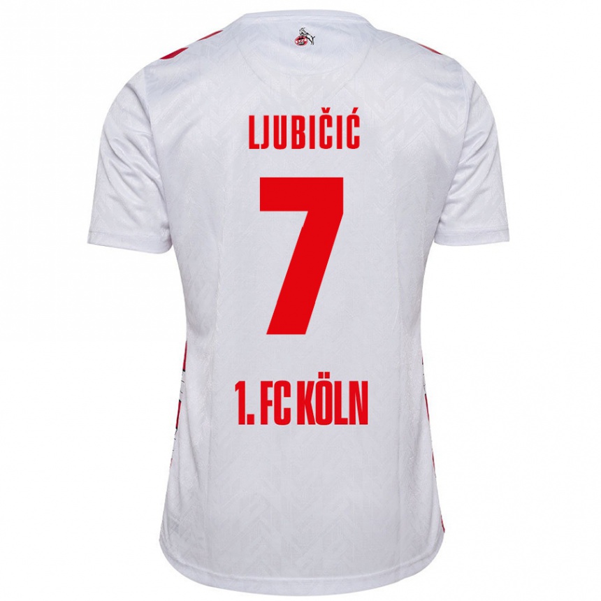 Kids Football Dejan Ljubicic #7 White Red Home Jersey 2024/25 T-Shirt