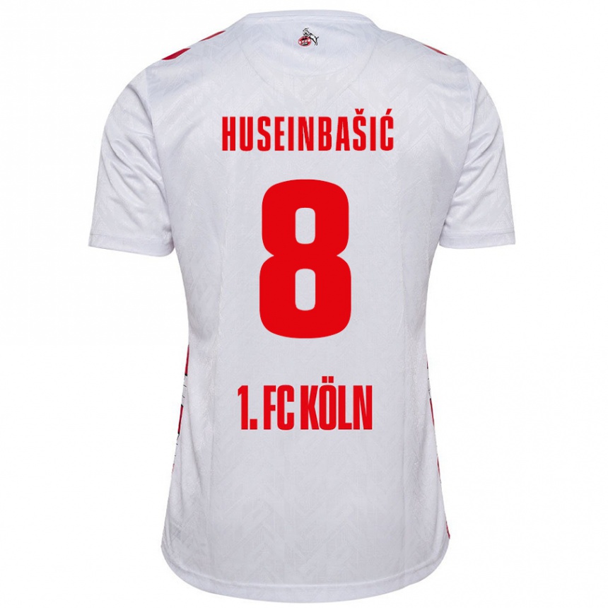 Kids Football Denis Huseinbasic #8 White Red Home Jersey 2024/25 T-Shirt