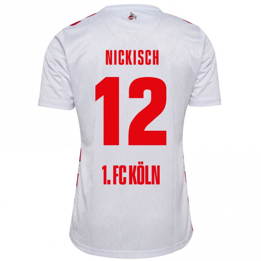 Kids Football Jonas Nickisch #12 White Red Home Jersey 2024/25 T-Shirt