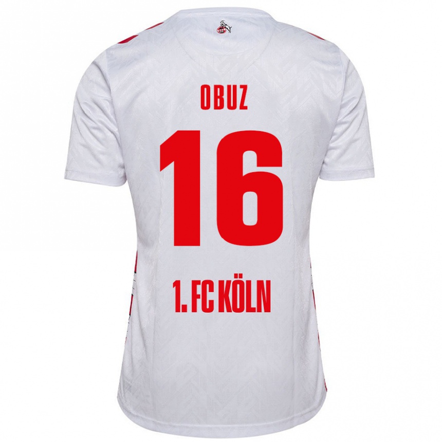 Kids Football Marvin Obuz #16 White Red Home Jersey 2024/25 T-Shirt