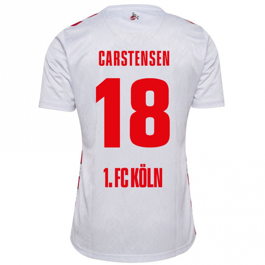 Kids Football Rasmus Carstensen #18 White Red Home Jersey 2024/25 T-Shirt