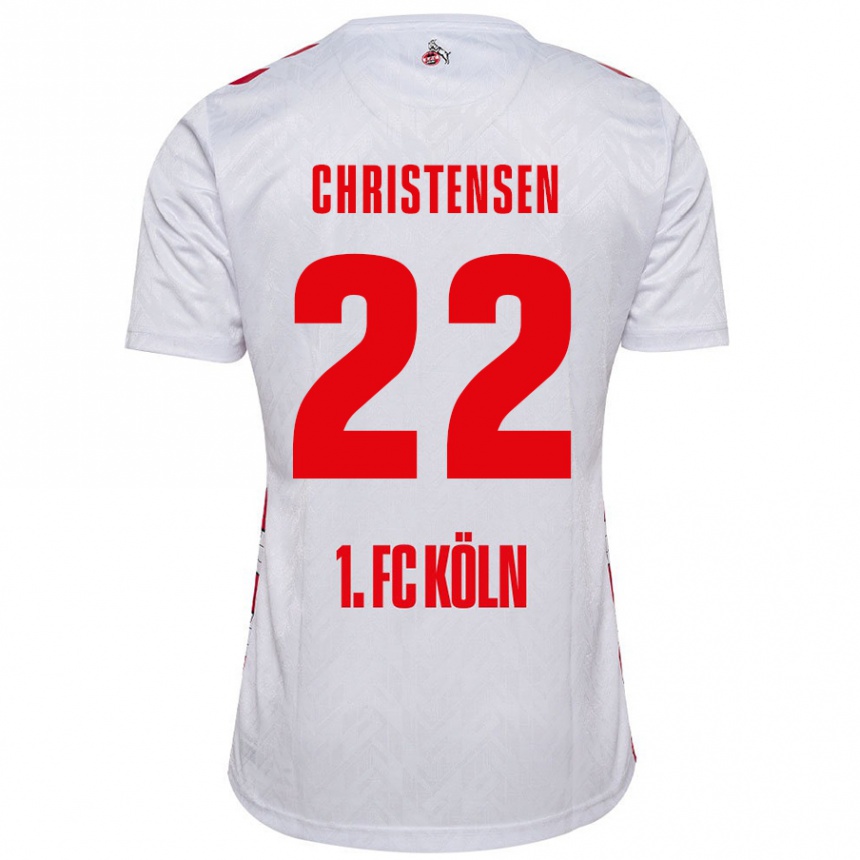 Kids Football Jacob Christensen #22 White Red Home Jersey 2024/25 T-Shirt