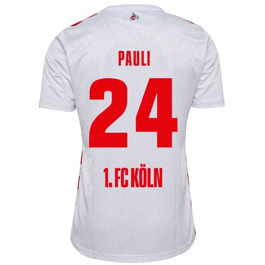 Kids Football Julian Pauli #24 White Red Home Jersey 2024/25 T-Shirt