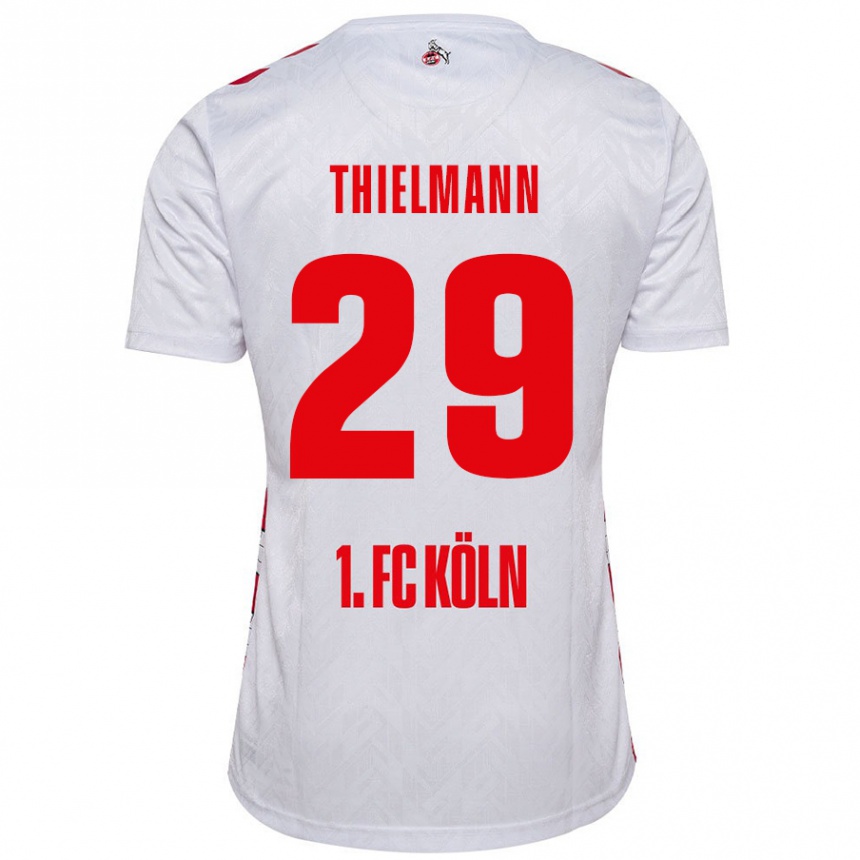 Kids Football Jan Thielmann #29 White Red Home Jersey 2024/25 T-Shirt