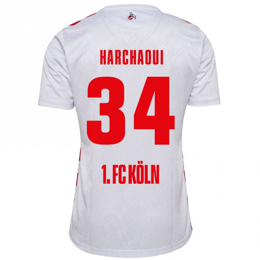 Kids Football Fayssal Harchaoui #34 White Red Home Jersey 2024/25 T-Shirt