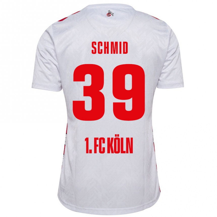 Kids Football Maximilian Schmid #39 White Red Home Jersey 2024/25 T-Shirt