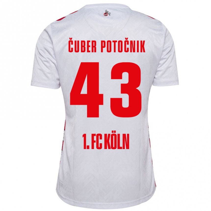 Kids Football Jaka Cuber Potocnik #43 White Red Home Jersey 2024/25 T-Shirt