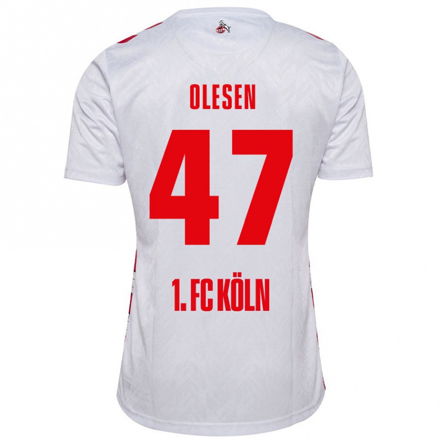 Kids Football Mathias Olesen #47 White Red Home Jersey 2024/25 T-Shirt