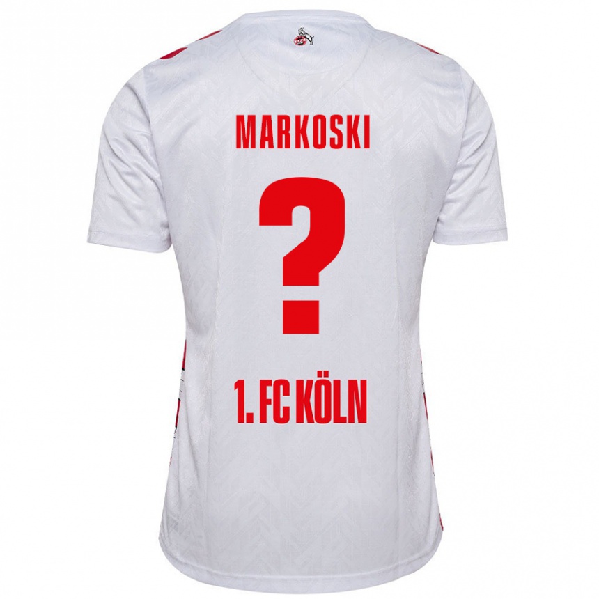 Kids Football Kristian Markoski #0 White Red Home Jersey 2024/25 T-Shirt