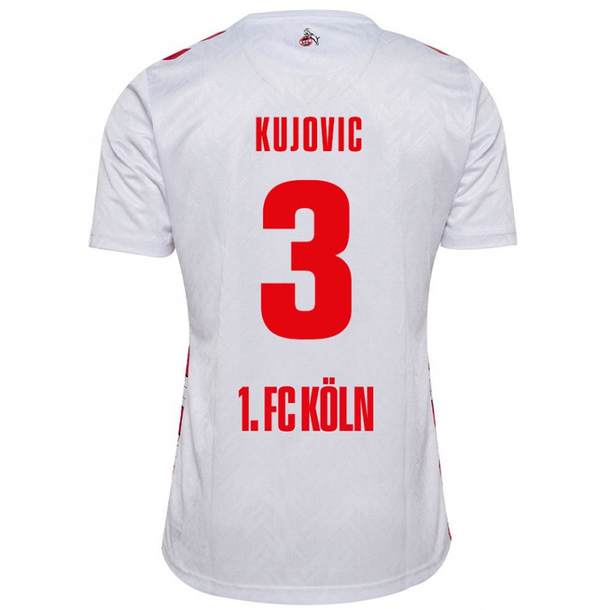 Kids Football Emin Kujovic #3 White Red Home Jersey 2024/25 T-Shirt