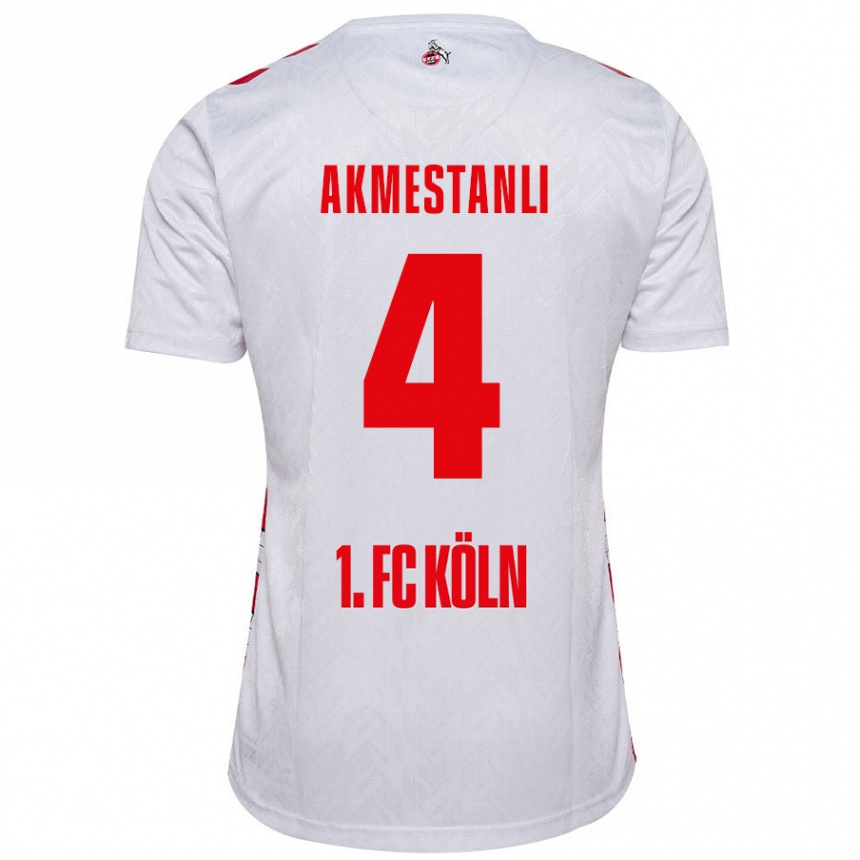 Kids Football Teoman Akmestanli #4 White Red Home Jersey 2024/25 T-Shirt