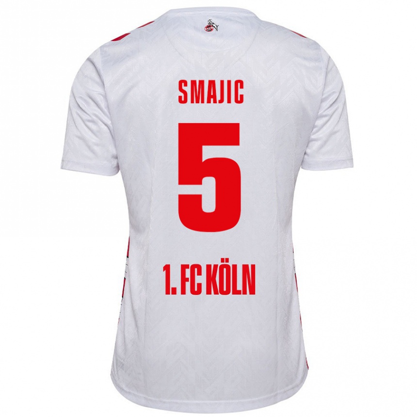 Kids Football Rijad Smajic #5 White Red Home Jersey 2024/25 T-Shirt