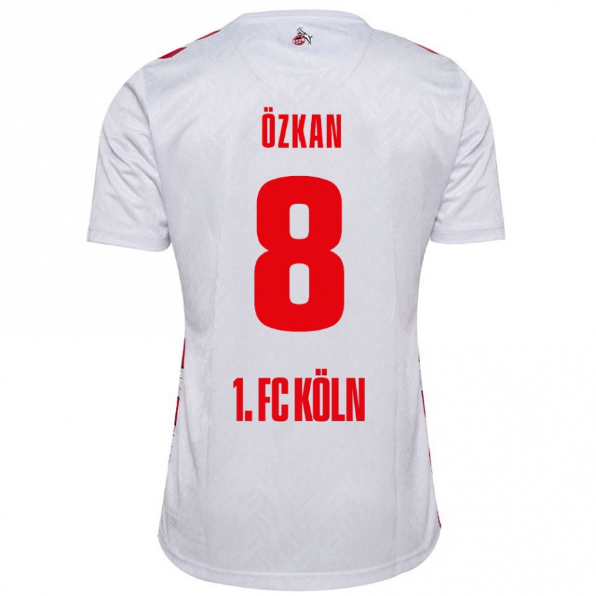 Kids Football Mikail Özkan #8 White Red Home Jersey 2024/25 T-Shirt