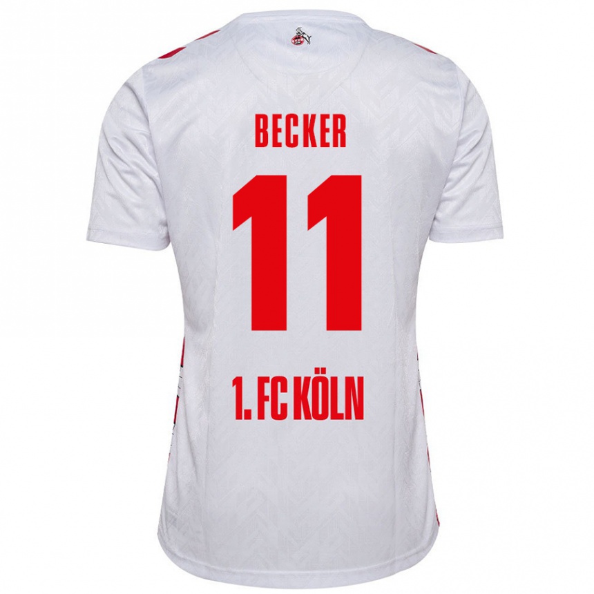 Kids Football Marlon Becker #11 White Red Home Jersey 2024/25 T-Shirt