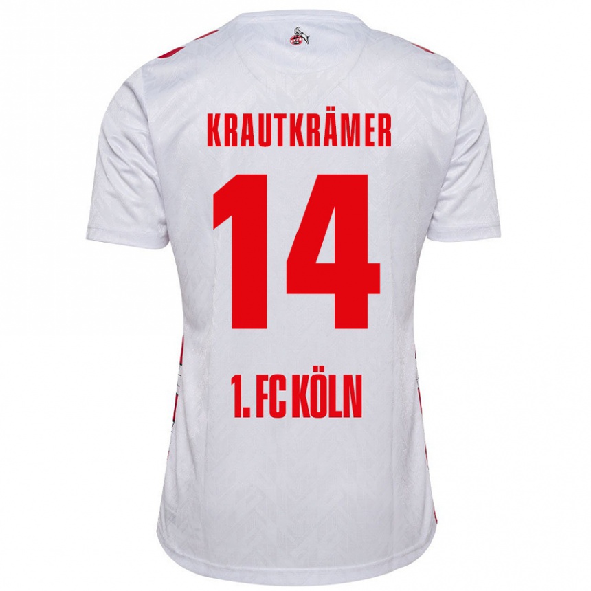 Kids Football Jakob Krautkrämer #14 White Red Home Jersey 2024/25 T-Shirt