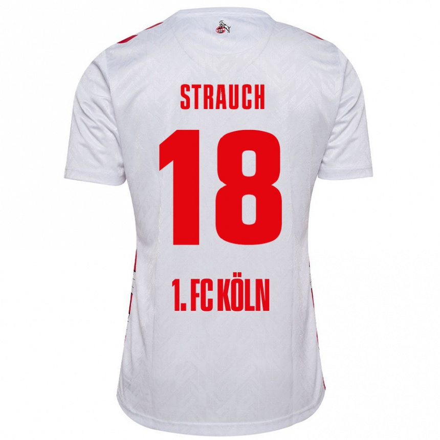 Kids Football Georg Strauch #18 White Red Home Jersey 2024/25 T-Shirt