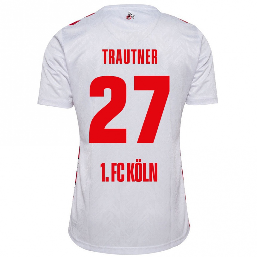 Kids Football Tobias Trautner #27 White Red Home Jersey 2024/25 T-Shirt