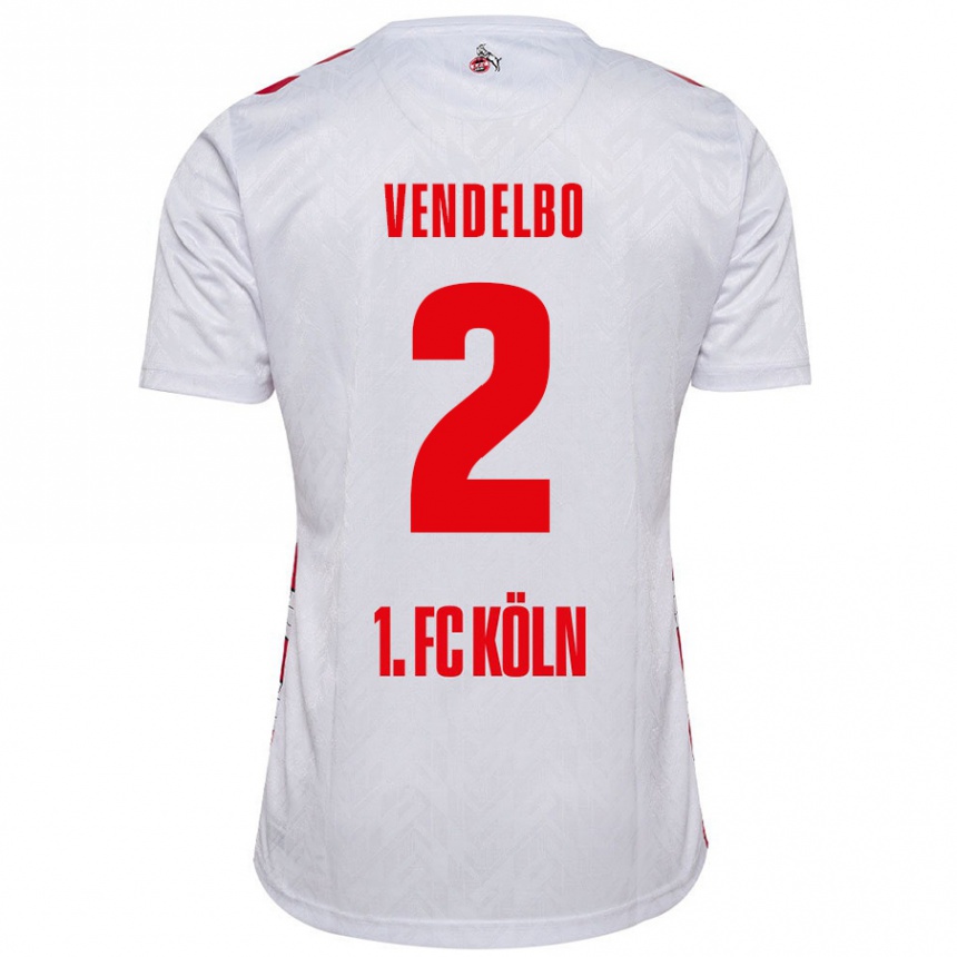 Kids Football Sofie Vendelbo #2 White Red Home Jersey 2024/25 T-Shirt