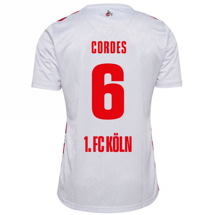 Kids Football Lotta Cordes #6 White Red Home Jersey 2024/25 T-Shirt