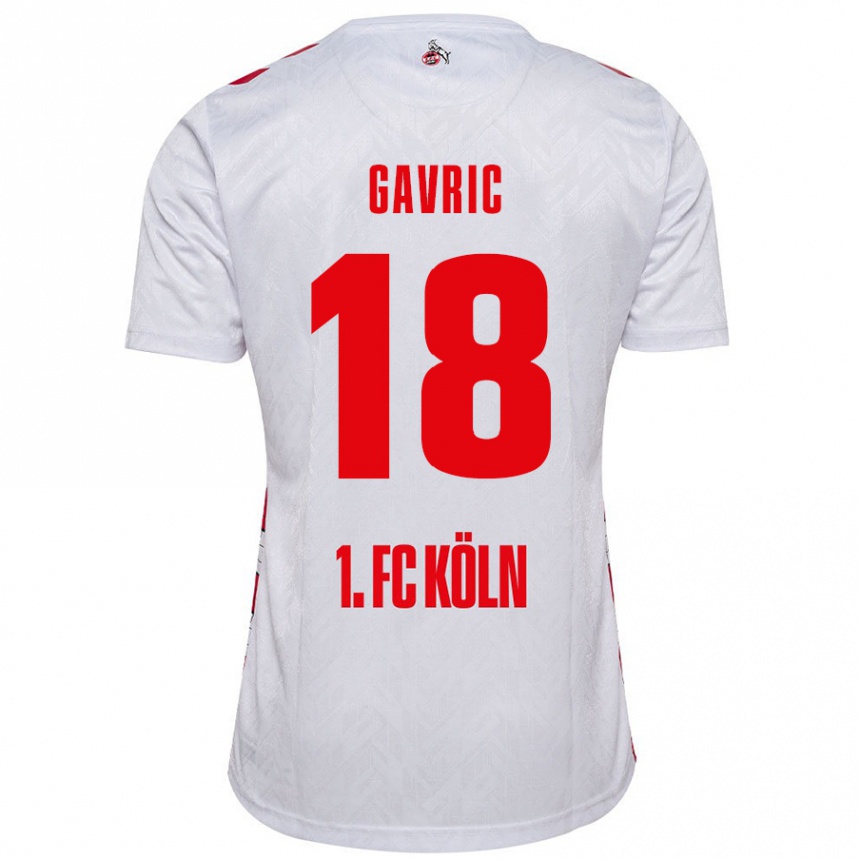 Kids Football Andrea Gavrić #18 White Red Home Jersey 2024/25 T-Shirt