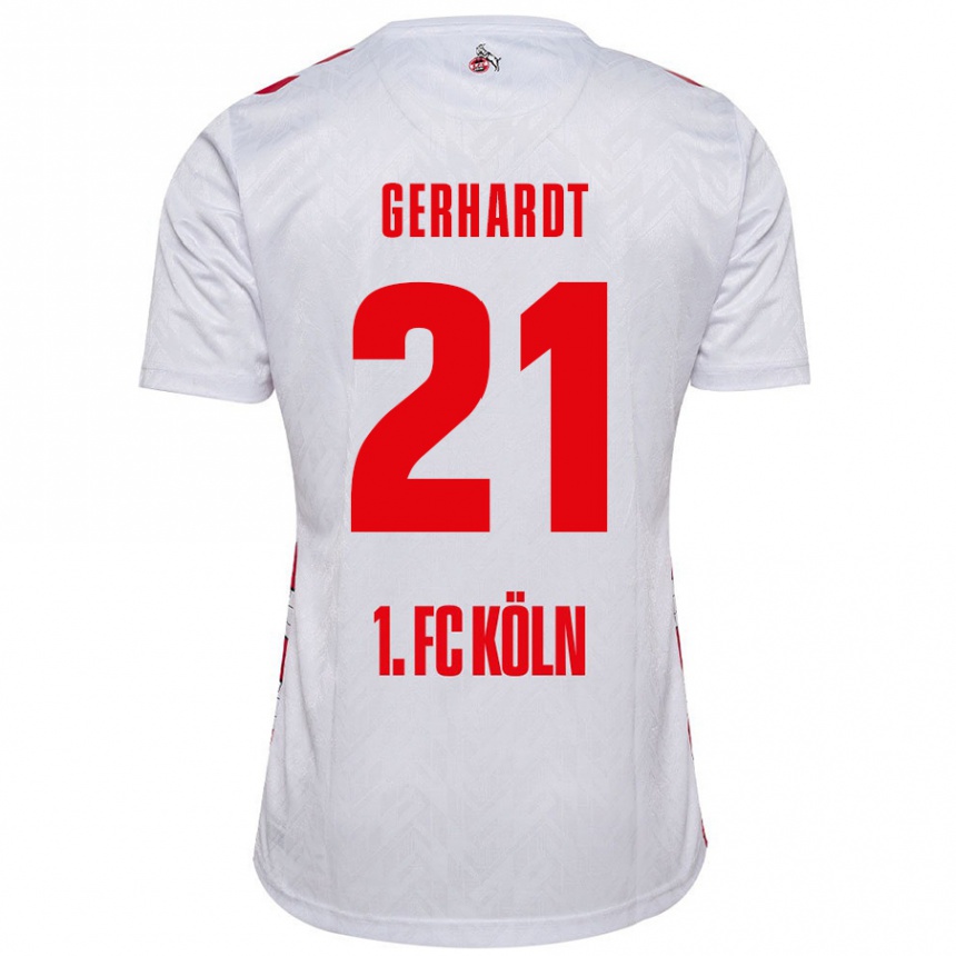 Kids Football Anna Gerhardt #21 White Red Home Jersey 2024/25 T-Shirt