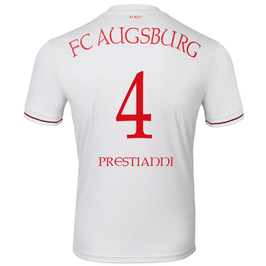 Kids Football Luis Prestianni #4 White Home Jersey 2024/25 T-Shirt