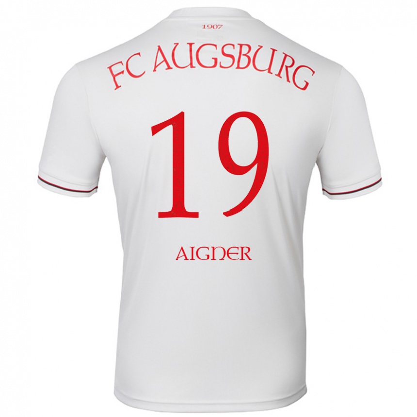 Kids Football Lukas Aigner #19 White Home Jersey 2024/25 T-Shirt