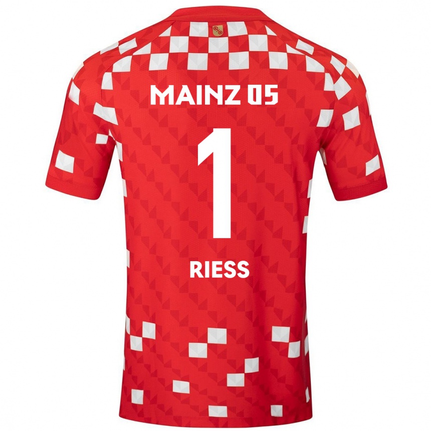 Kids Football Lasse Rieß #1 White Red Home Jersey 2024/25 T-Shirt