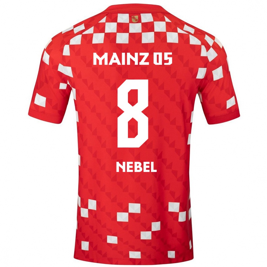 Kids Football Paul Nebel #8 White Red Home Jersey 2024/25 T-Shirt