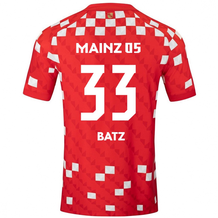 Kids Football Daniel Batz #33 White Red Home Jersey 2024/25 T-Shirt