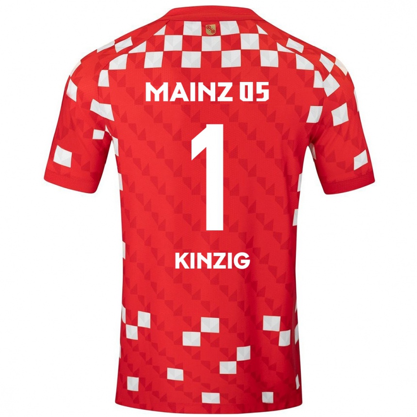 Kids Football Maximilian Kinzig #1 White Red Home Jersey 2024/25 T-Shirt