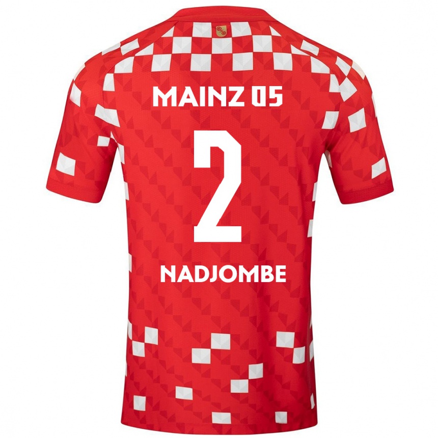 Kids Football Jean-Marie Nadjombe #2 White Red Home Jersey 2024/25 T-Shirt