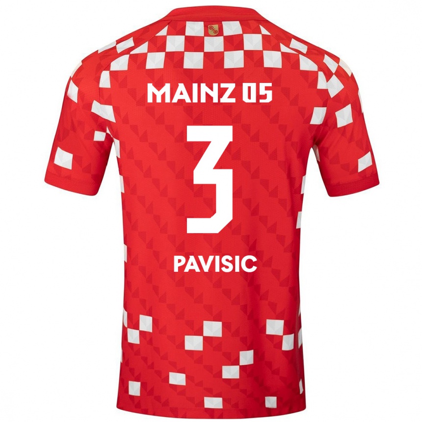 Kids Football Stjepan Pavisic #3 White Red Home Jersey 2024/25 T-Shirt