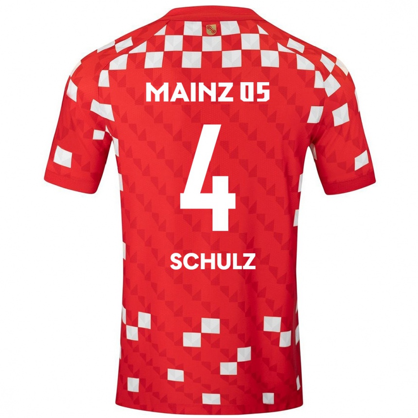 Kids Football Philipp Schulz #4 White Red Home Jersey 2024/25 T-Shirt