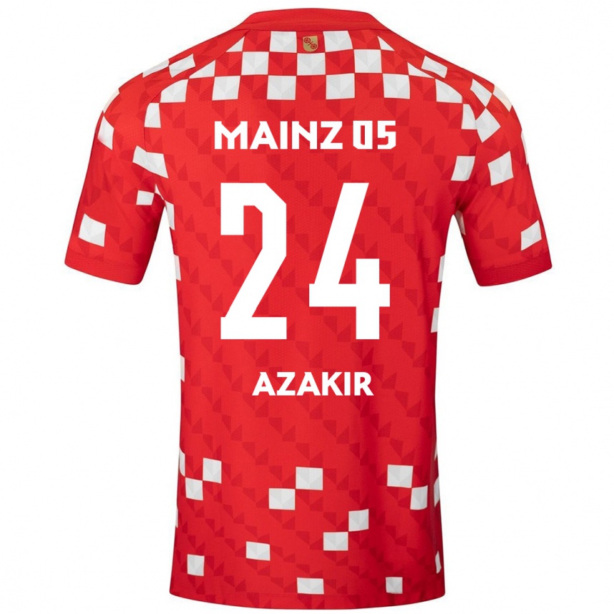 Kids Football Dennis Azakir #24 White Red Home Jersey 2024/25 T-Shirt