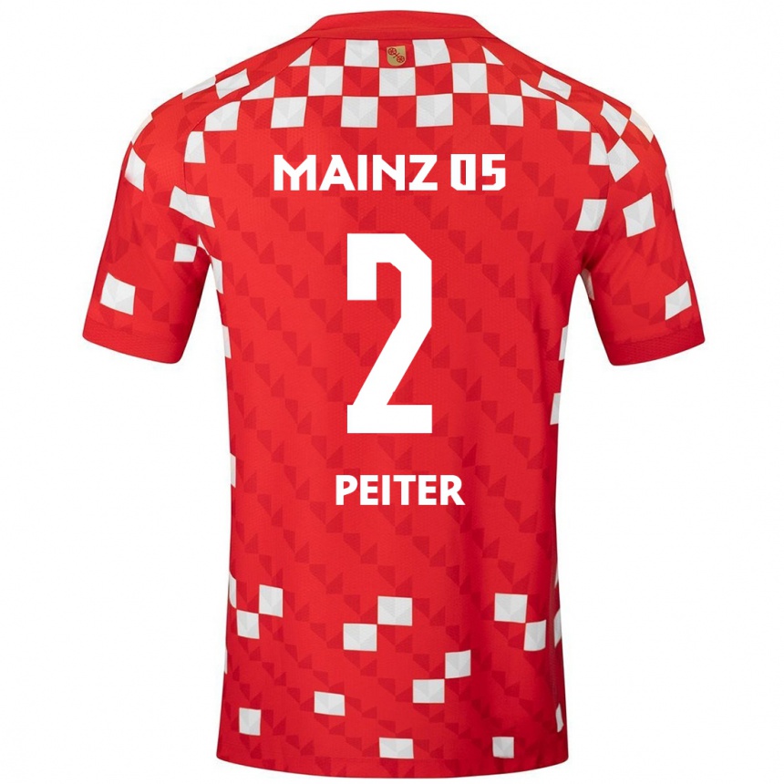 Kids Football Chiara Peiter #2 White Red Home Jersey 2024/25 T-Shirt