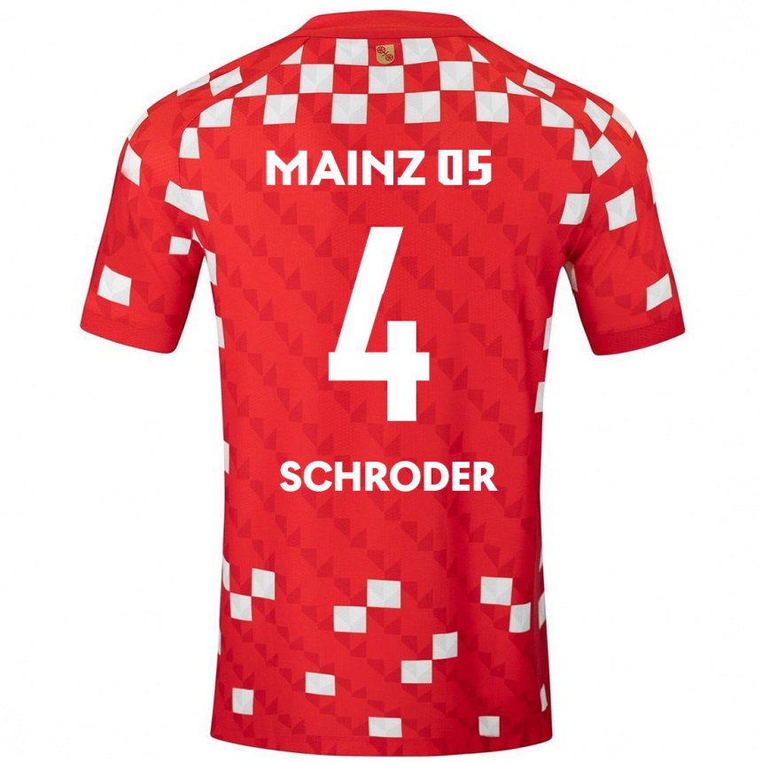 Kids Football Lara Schröder #4 White Red Home Jersey 2024/25 T-Shirt