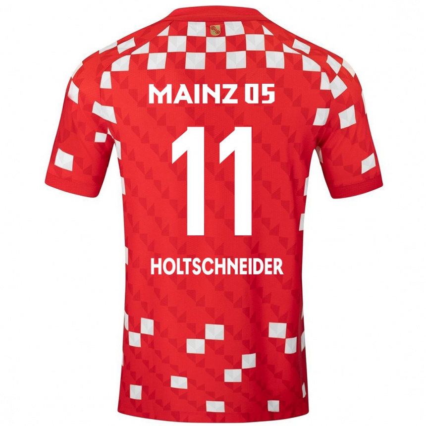 Kids Football Hannah Holtschneider #11 White Red Home Jersey 2024/25 T-Shirt