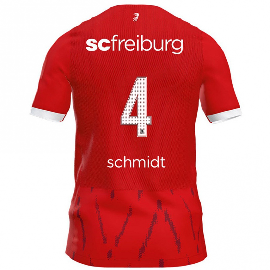 Kids Football Kenneth Schmidt #4 Red Home Jersey 2024/25 T-Shirt