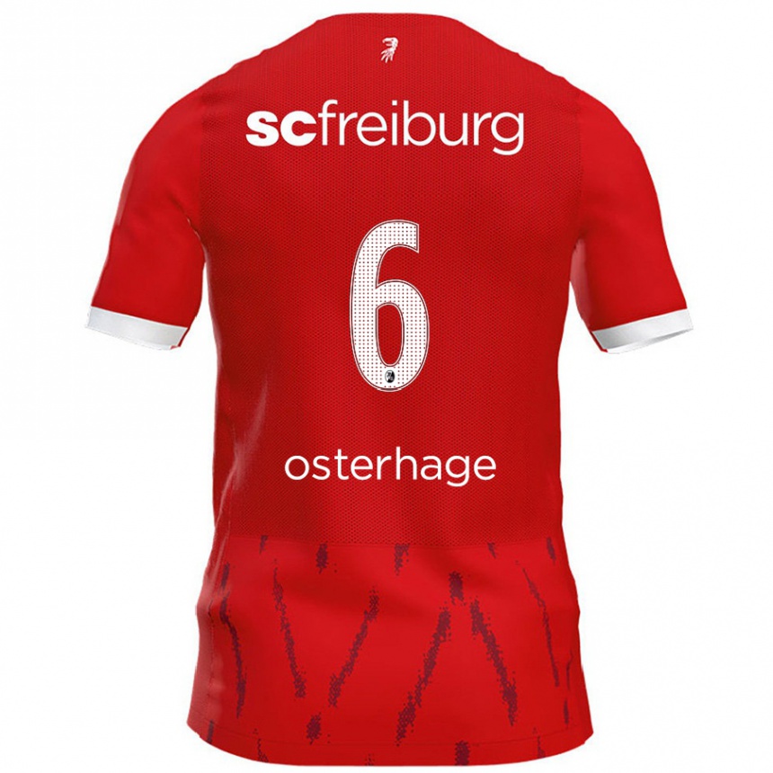 Kids Football Patrick Osterhage #6 Red Home Jersey 2024/25 T-Shirt