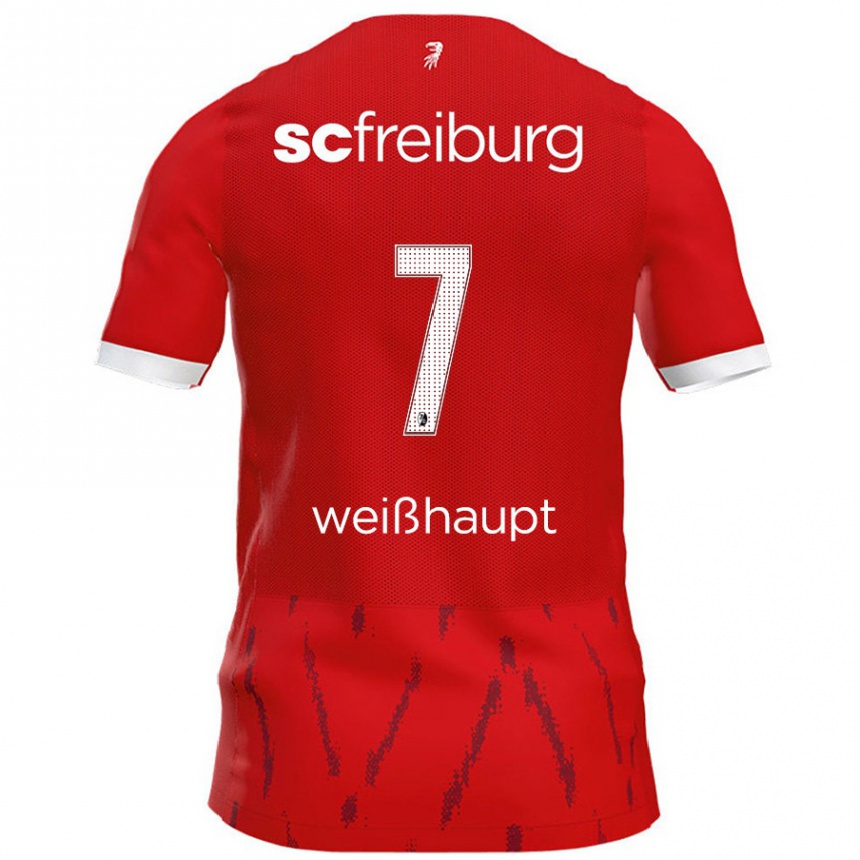 Kids Football Noah Weißhaupt #7 Red Home Jersey 2024/25 T-Shirt