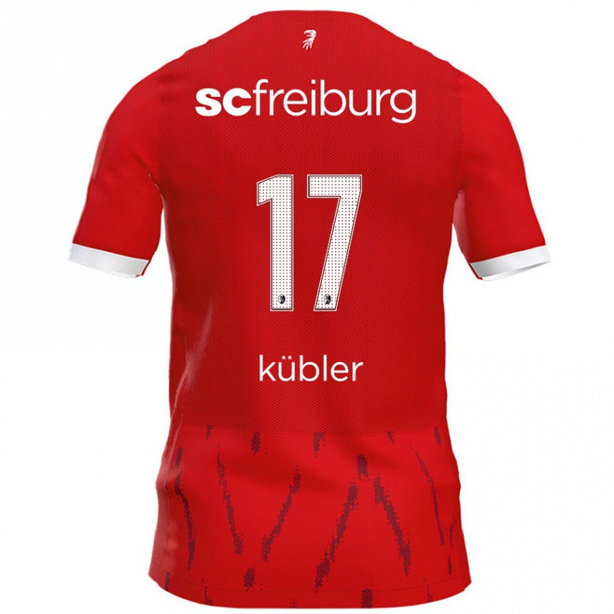 Kids Football Lukas Kübler #17 Red Home Jersey 2024/25 T-Shirt