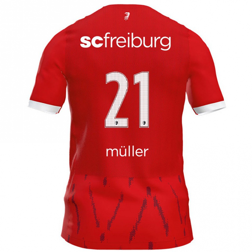 Kids Football Florian Müller #21 Red Home Jersey 2024/25 T-Shirt