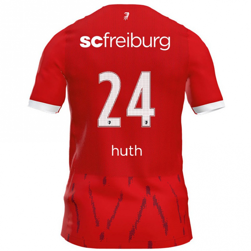 Kids Football Jannik Huth #24 Red Home Jersey 2024/25 T-Shirt