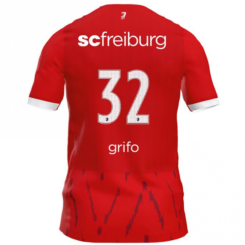 Kids Football Vincenzo Grifo #32 Red Home Jersey 2024/25 T-Shirt